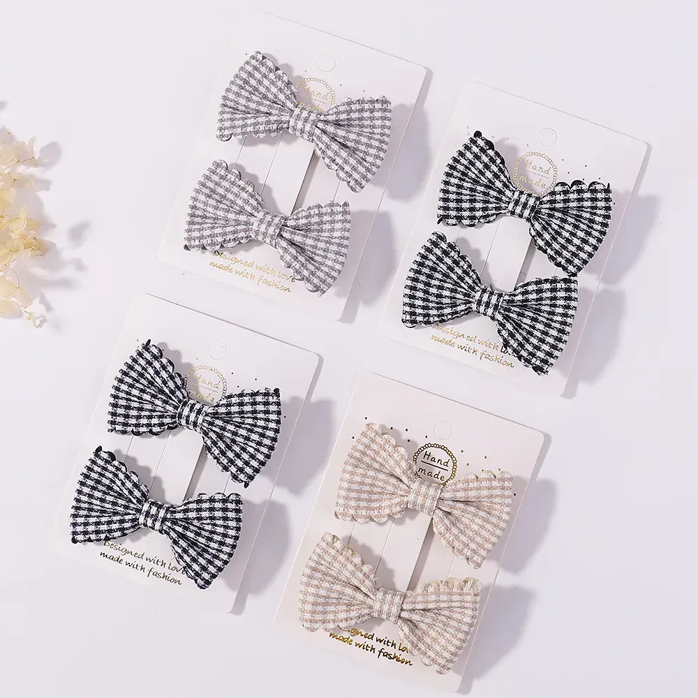 2Pcs/lot Baby Mini Hair Bows Hair Clips Cotton Soft Hairpin for Girl Cheer Bowknot Barrettes Children Headwear Hair Accessories