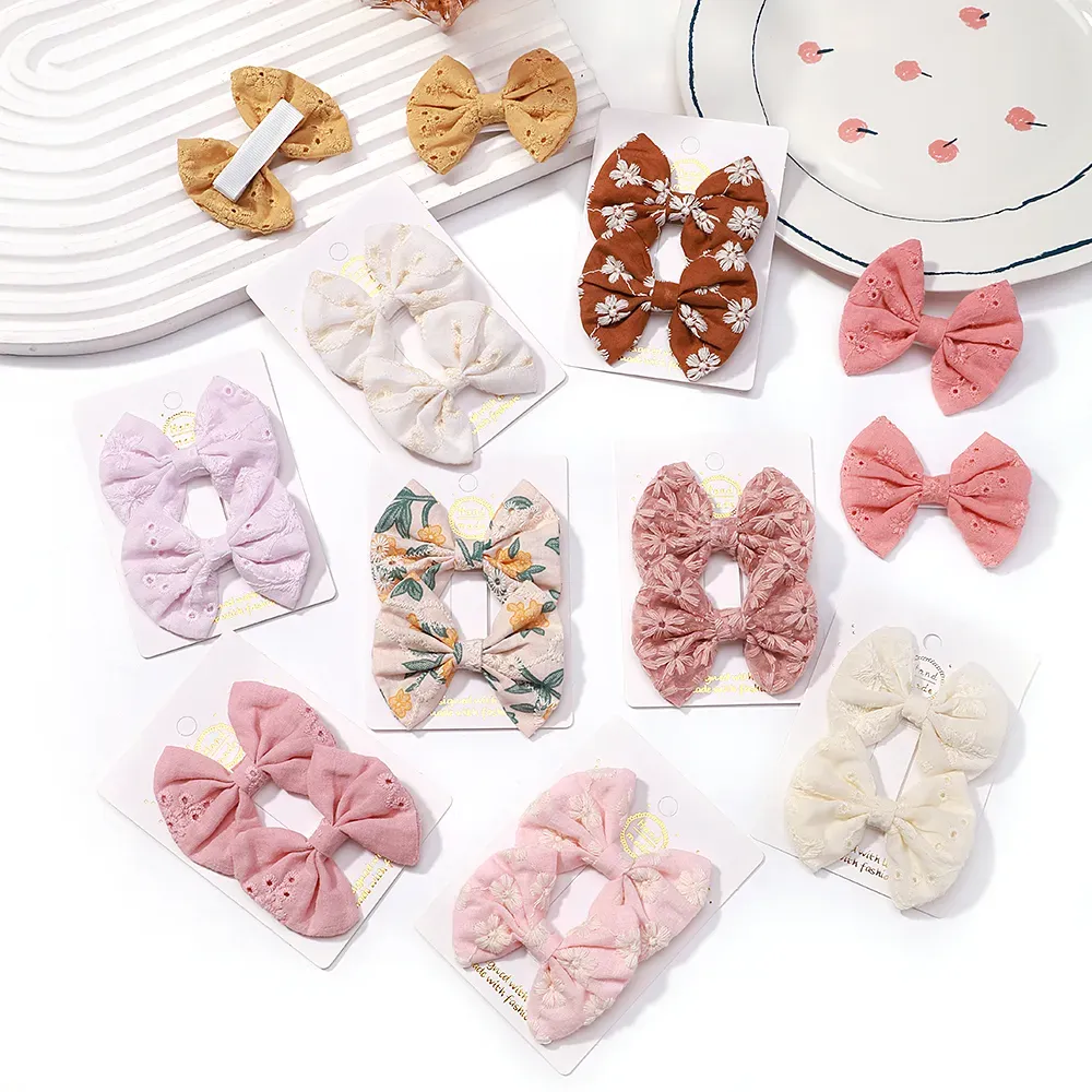 2Pcs/lot Baby Mini Hair Bows Hair Clips Cotton Soft Hairpin for Girl Cheer Bowknot Barrettes Children Headwear Hair Accessories