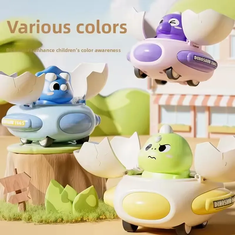 Cartoon Dinosaur Egg Plastic Bumper Car Impact Deformation Vehicle Classic Toy Kids  Interactive Learning Toy Summer Outdoor Toy