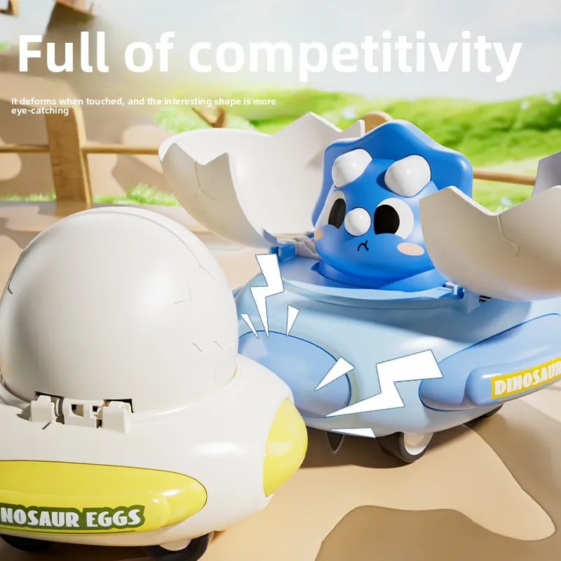 Cartoon Dinosaur Egg Plastic Bumper Car Impact Deformation Vehicle Classic Toy Kids  Interactive Learning Toy Summer Outdoor Toy