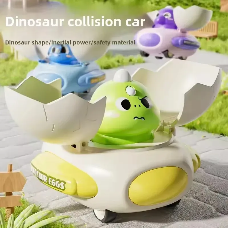 Cartoon Dinosaur Egg Plastic Bumper Car Impact Deformation Vehicle Classic Toy Kids  Interactive Learning Toy Summer Outdoor Toy