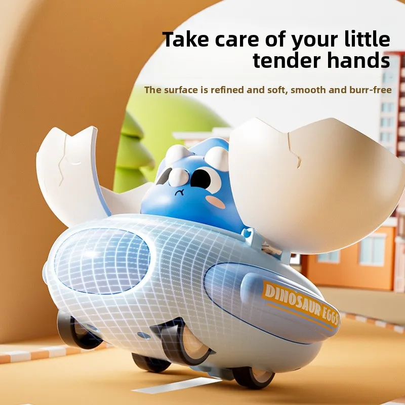 Cartoon Dinosaur Egg Plastic Bumper Car Impact Deformation Vehicle Classic Toy Kids  Interactive Learning Toy Summer Outdoor Toy
