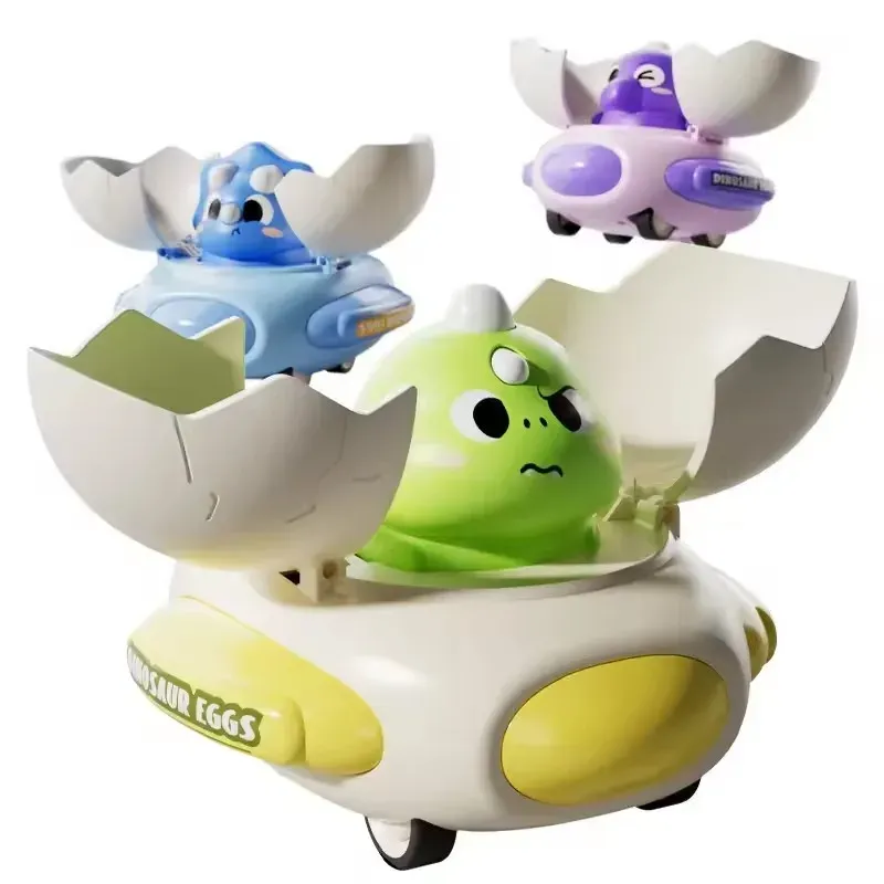 Cartoon Dinosaur Egg Plastic Bumper Car Impact Deformation Vehicle Classic Toy Kids  Interactive Learning Toy Summer Outdoor Toy