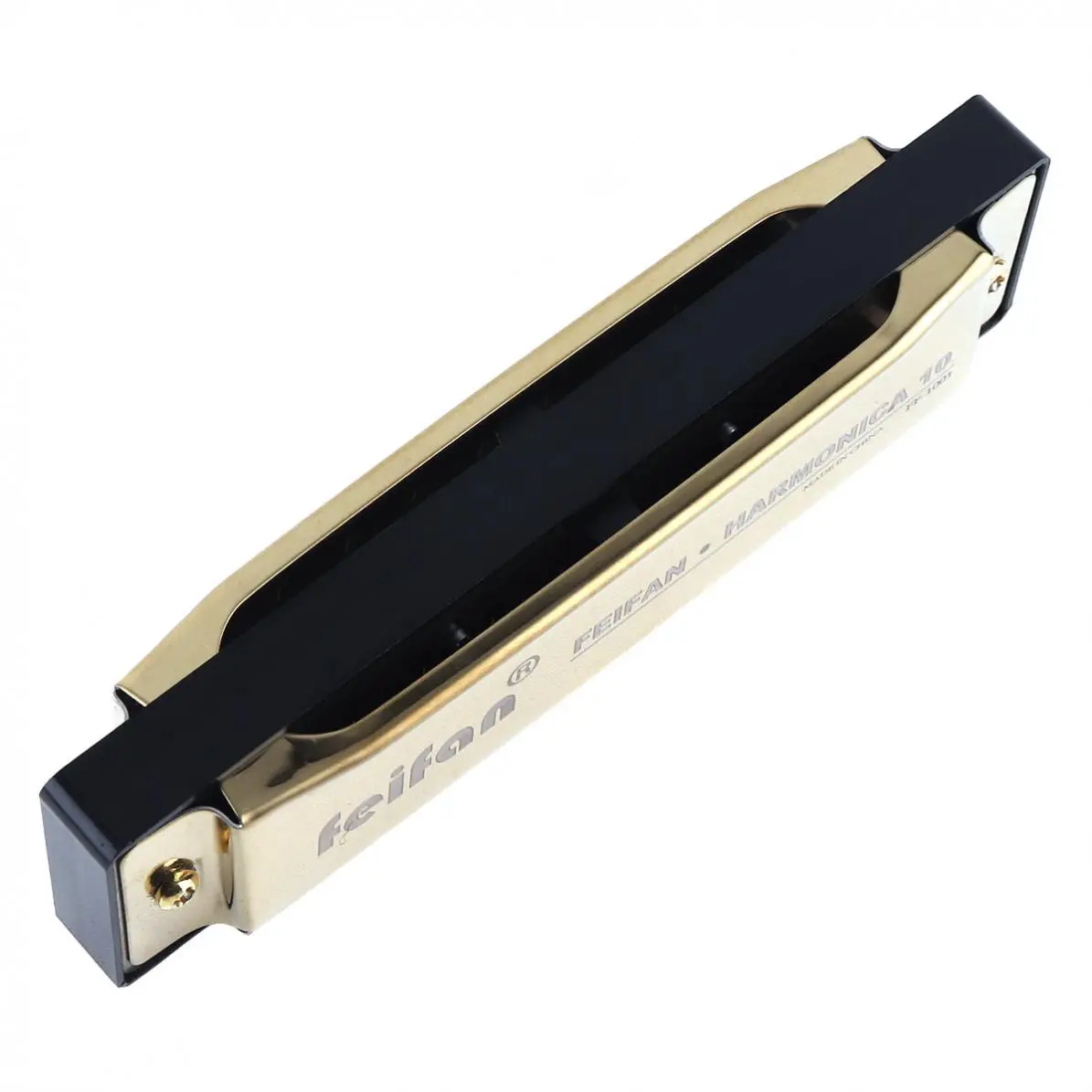 10 Holes 20 ToneC Matte Gold / Black Harmonica Blues Harp Mouth Organ Stainless Steel Musical Instrument for Beginner