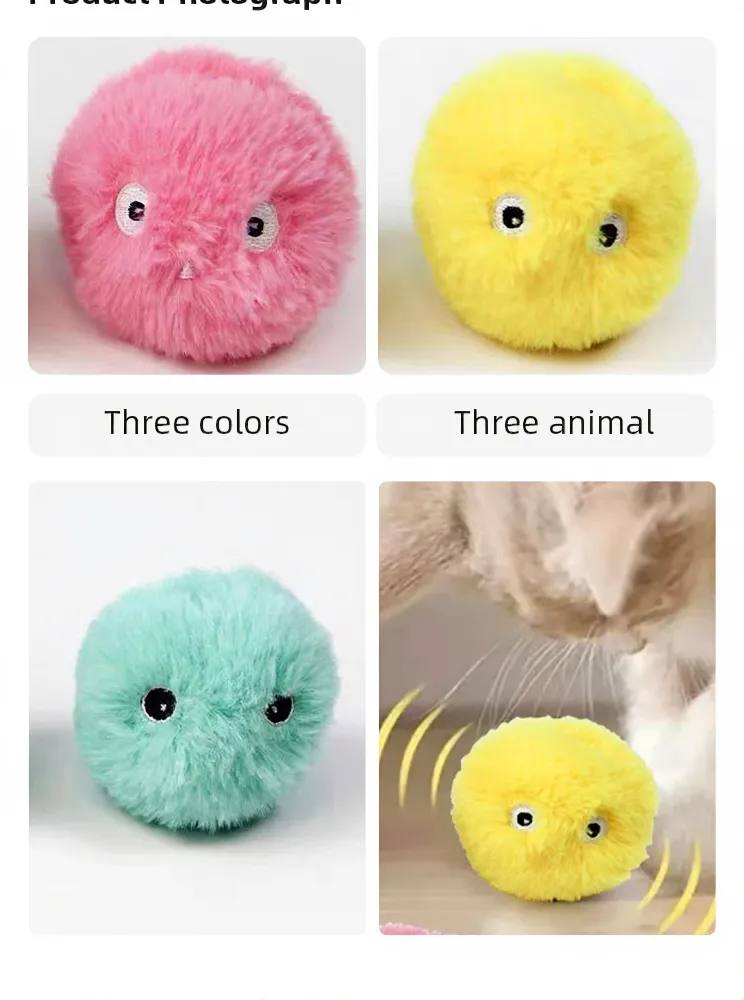Interactive Ball Smart Cat Toys Plush Electric Catnip Training Toy Kitten Touch Sounding Pet Product Squeak Toy Ball
