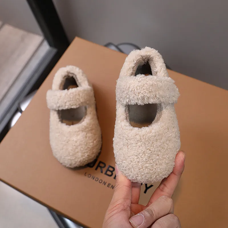 Furry Winter Shoes for Girls – Casual Plush Cotton Sneakers
