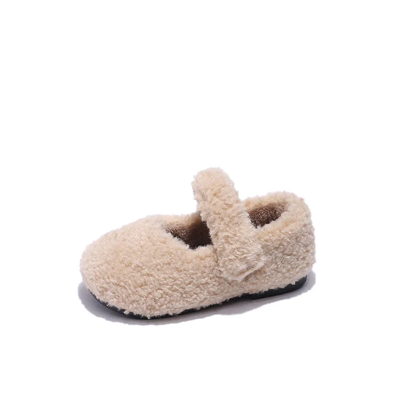 Furry Winter Shoes for Girls – Casual Plush Cotton Sneakers