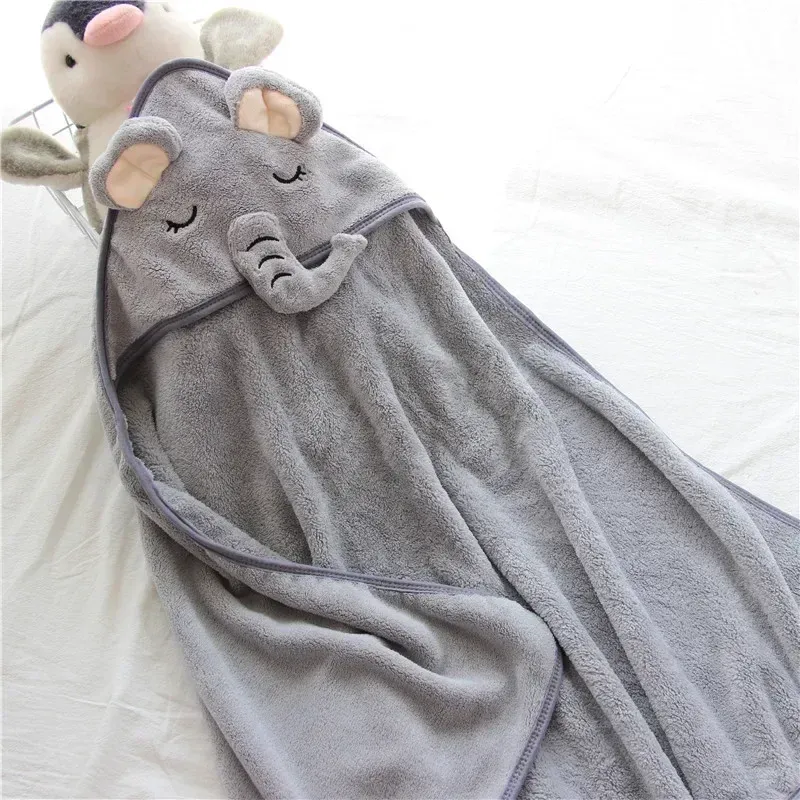Cartoon Animal Baby Hooded Bath Towels Toddler Bathrobe Warm Sleeping Swaddle Wrap for Boys Girls Newborn Soft Towel Blanket
