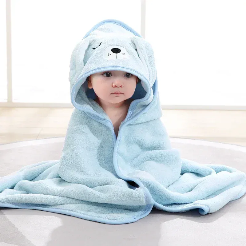 Cartoon Animal Baby Hooded Bath Towels Toddler Bathrobe Warm Sleeping Swaddle Wrap for Boys Girls Newborn Soft Towel Blanket