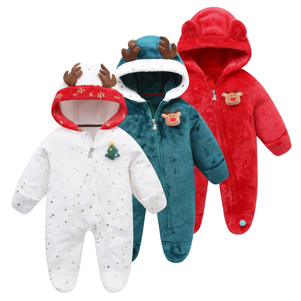 Baby Romper: Festive Hooded Jumpsuit for Autumn & Winter