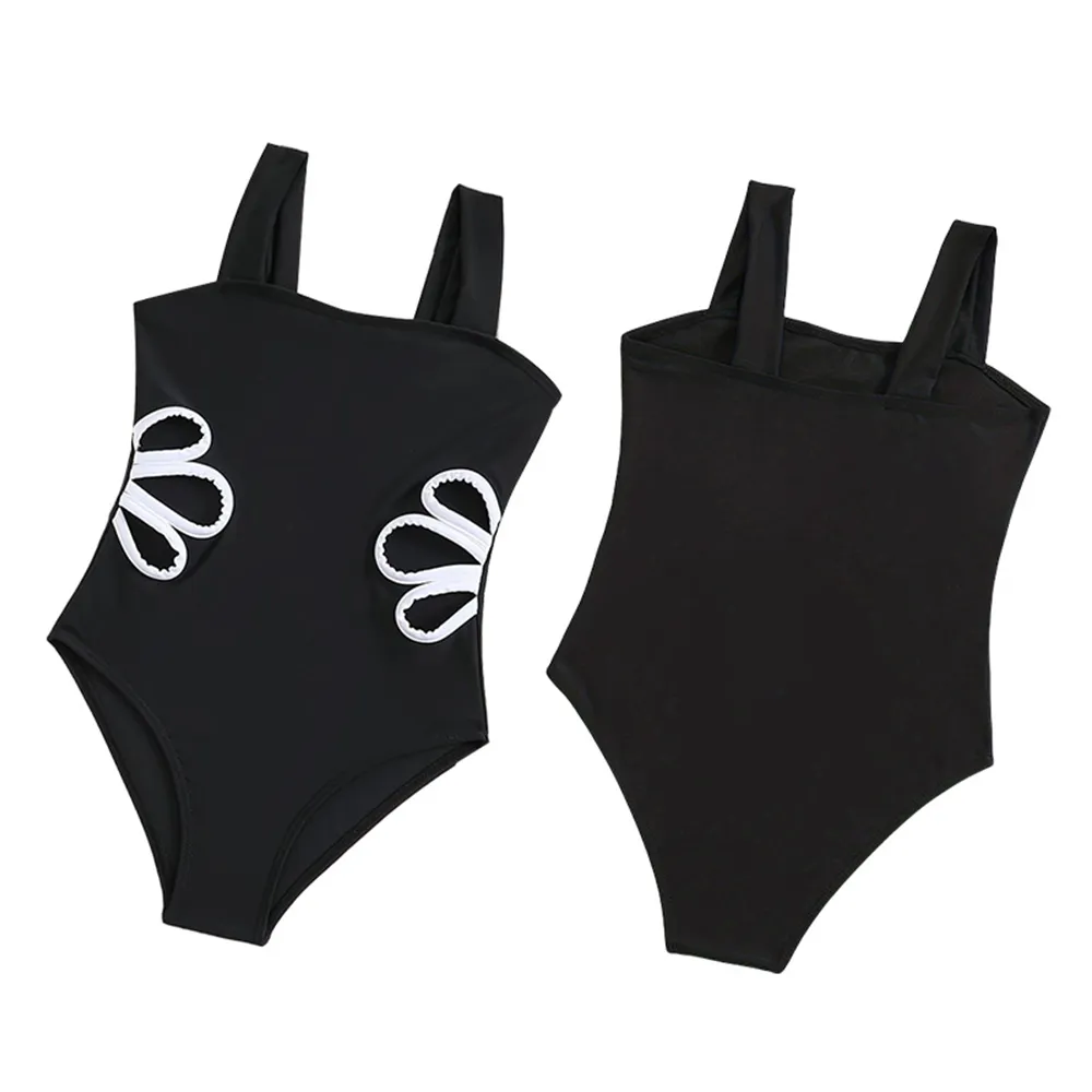Summer Girls' Swimwear Children's One-Piece Swimsuit with Hollow Design Wide Straps for 8-12Years Older Youngsters Beach Wear