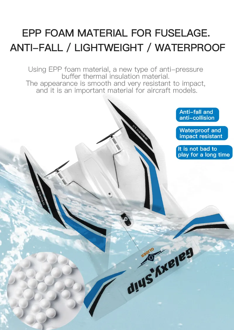 Amphibious Waterproof Gyro Stabilized Foam Fixed-Wing Glider Aircraft RC Plane with 2.4G Radio Control Airplane Toys Gift Boys