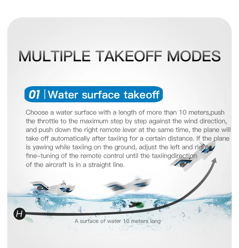 Amphibious Waterproof Gyro Stabilized Foam Fixed-Wing Glider Aircraft RC Plane with 2.4G Radio Control Airplane Toys Gift Boys