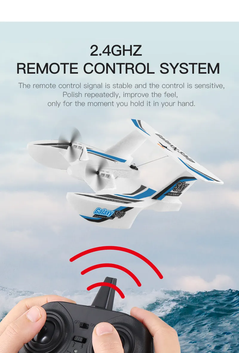 Amphibious Waterproof Gyro Stabilized Foam Fixed-Wing Glider Aircraft RC Plane with 2.4G Radio Control Airplane Toys Gift Boys