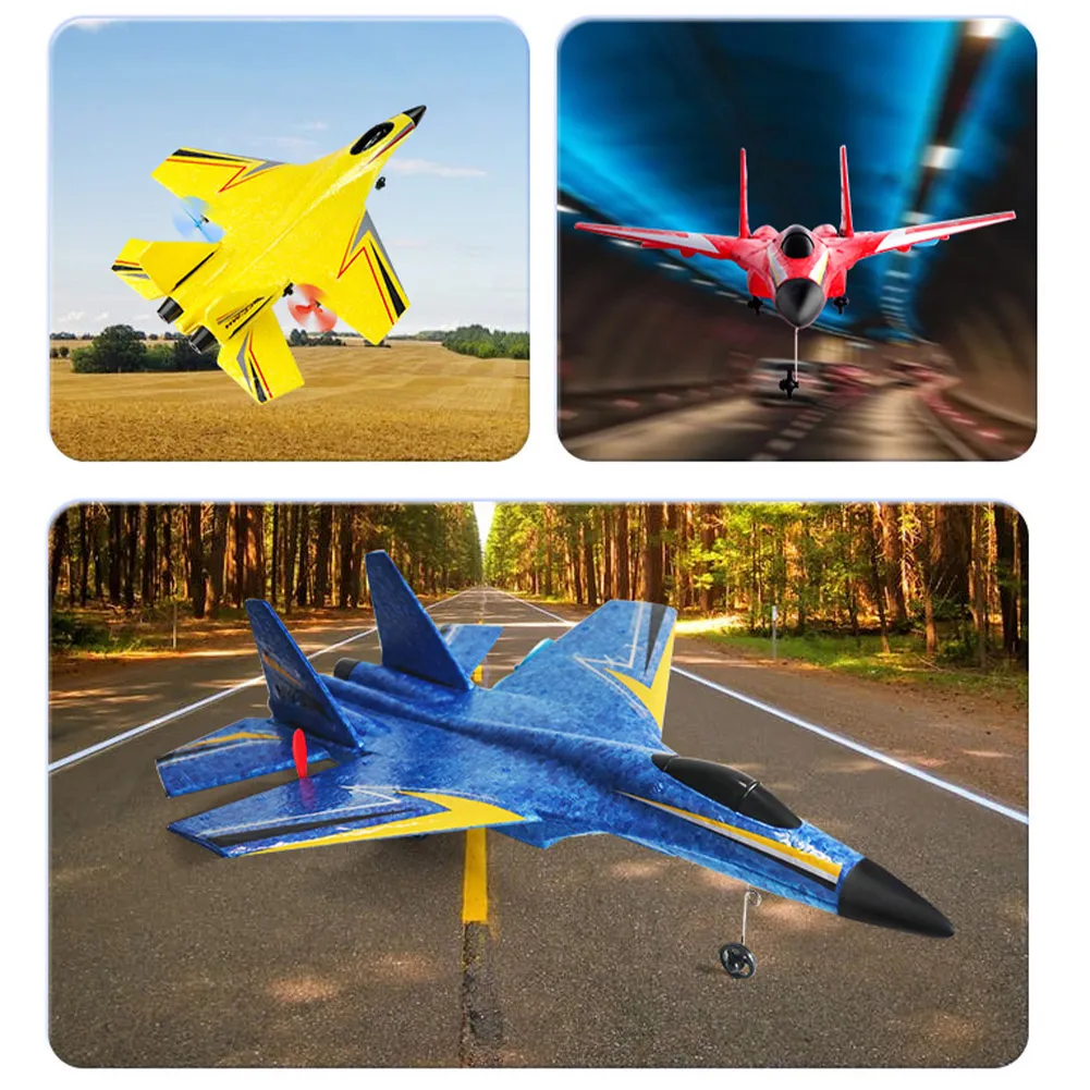 ANTSIR SU27 RC Plane 2.4G 2CH Remote Control Glider With LED Lights EPP Foam Hand Throwing Airplane Outdoor Boys Toys