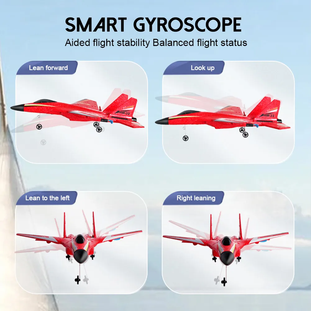 ANTSIR SU27 RC Plane 2.4G 2CH Remote Control Glider With LED Lights EPP Foam Hand Throwing Airplane Outdoor Boys Toys