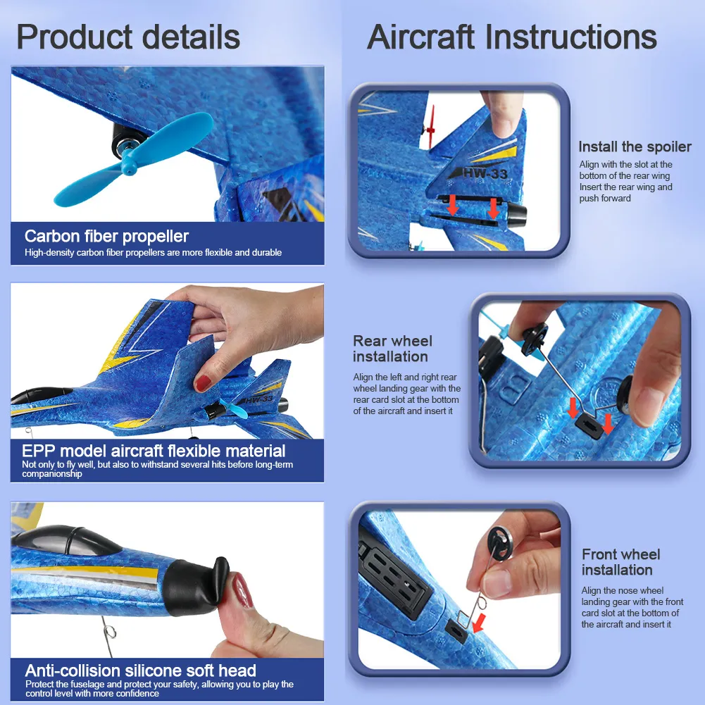 ANTSIR SU27 RC Plane 2.4G 2CH Remote Control Glider With LED Lights EPP Foam Hand Throwing Airplane Outdoor Boys Toys