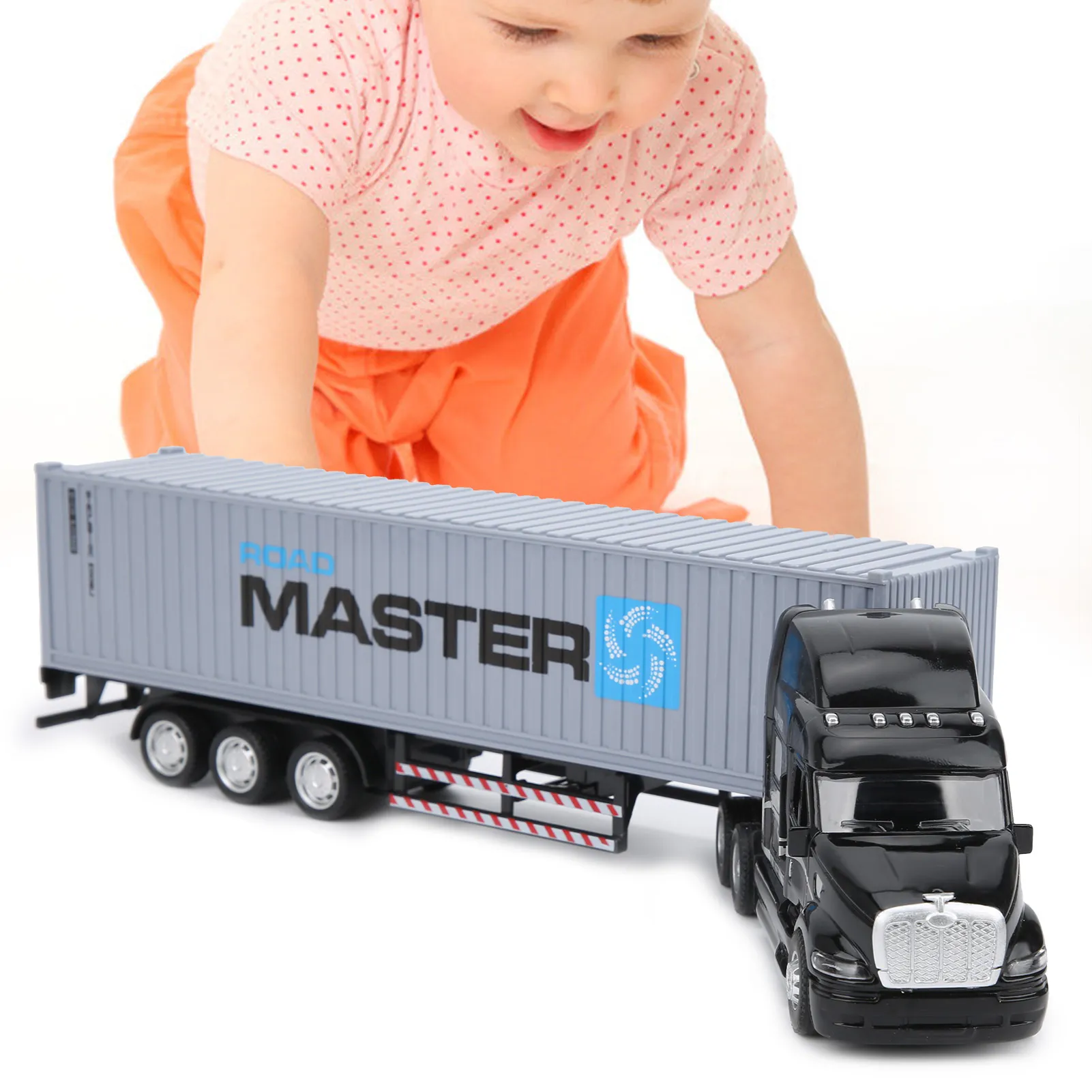 1:48 Alloy Car Model Simulation Container Car Model Children Kid Pull Back Car with Sound Light Transport Vehicle Model Toy