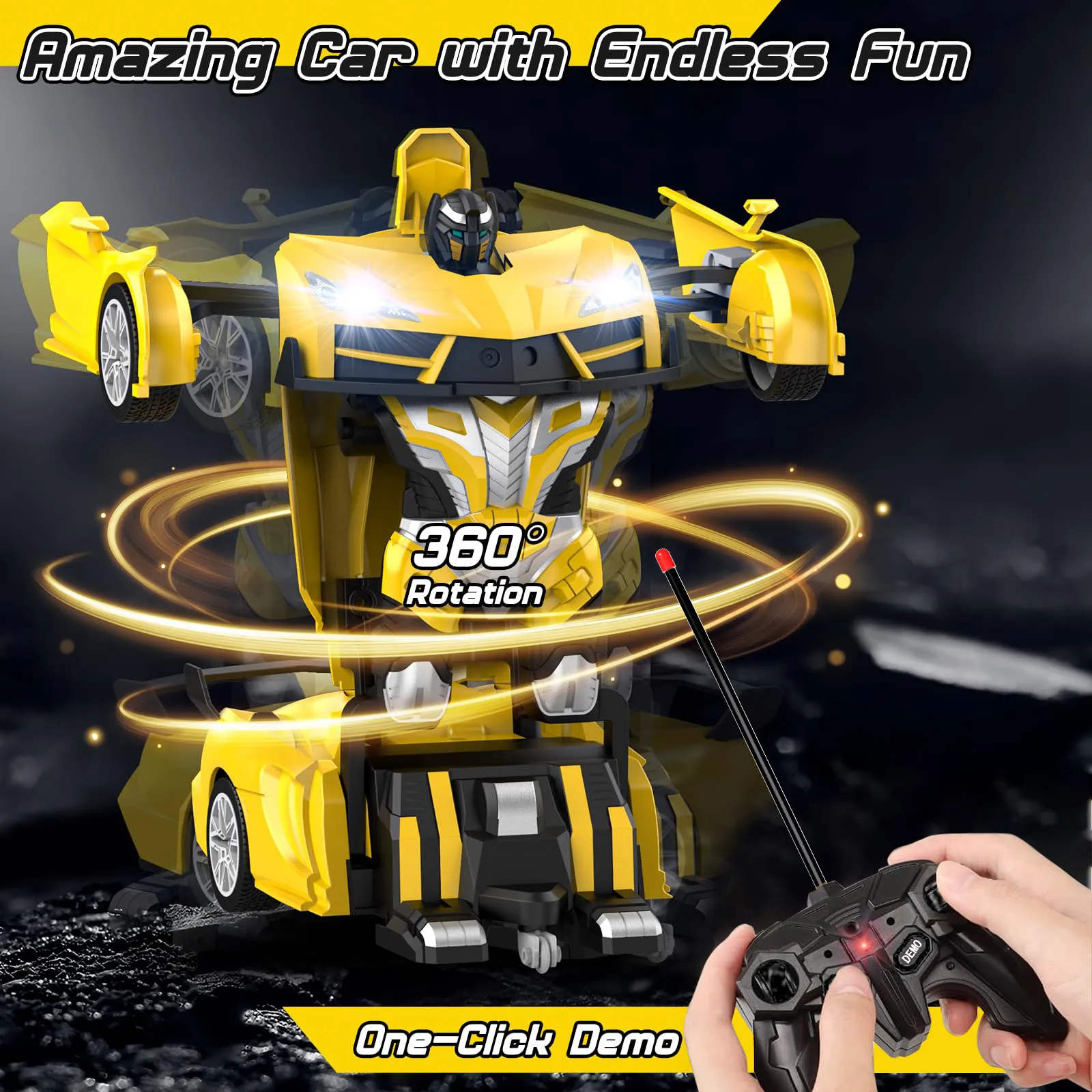 1:18 RC Car 2 In 1 Remote Control Transformation Car Robots 360 ° Rotation Drift with Led Light Electric Racing Toy for Boy Girl
