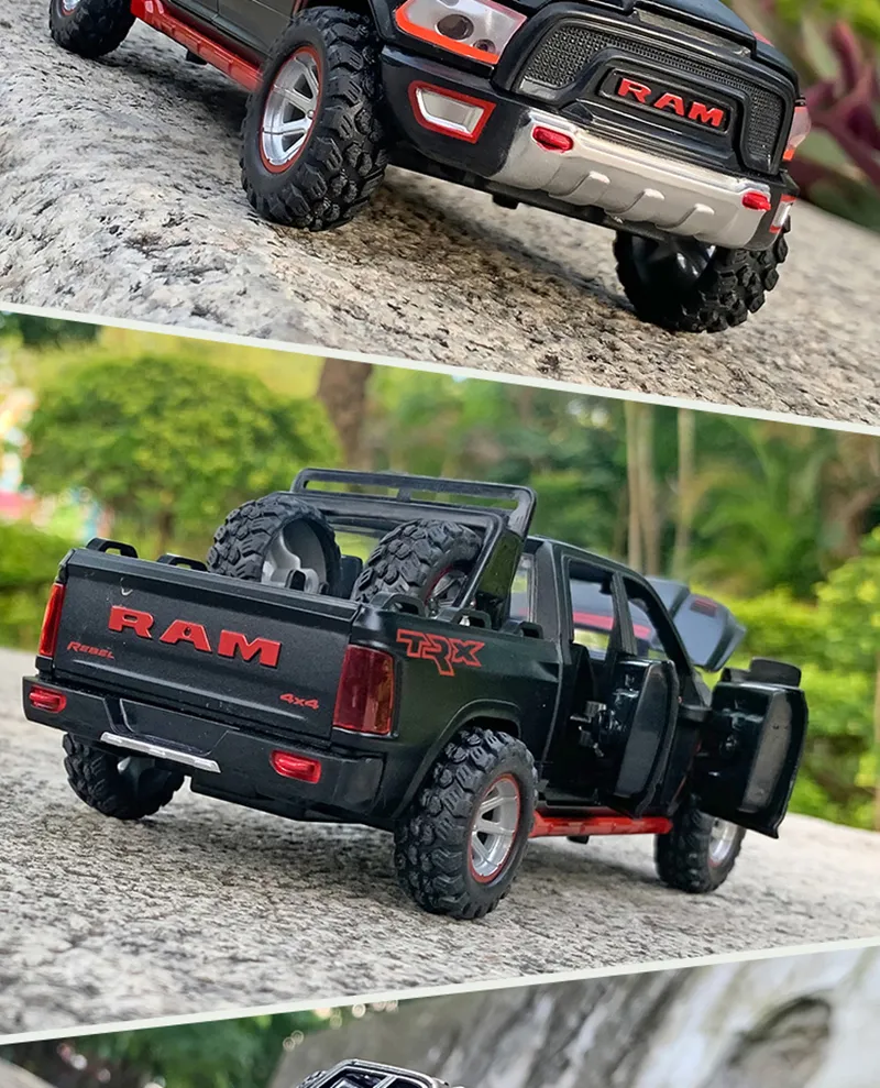 1:32 Dodge RAM TRX Pickup Alloy Car Model Diecasts Toy Off-road Vehicles Car Model Sound and Light Simulation Childrens Toy Gift