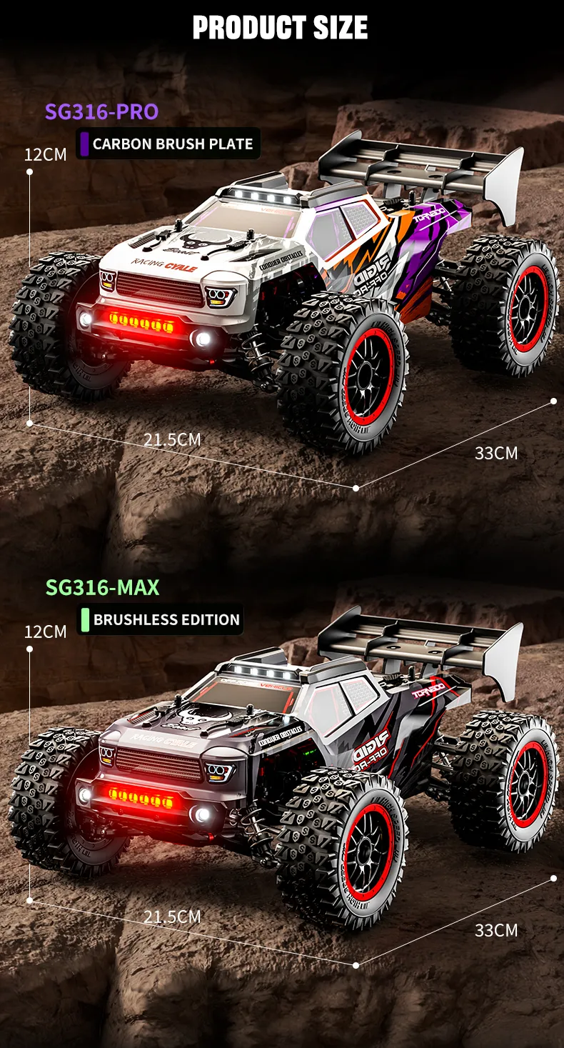ZLL SG316 MAX/PRO 1:16 High Speed Drift Racing Car 80KM/H Or 40KM/H Brushless Motor 4WD RC Car Off Road Car Toys For Kids Gifts