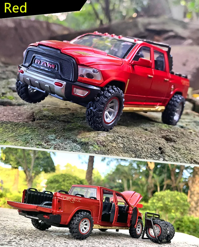 1:32 Dodge RAM TRX Pickup Alloy Car Model Diecasts Toy Off-road Vehicles Car Model Sound and Light Simulation Childrens Toy Gift
