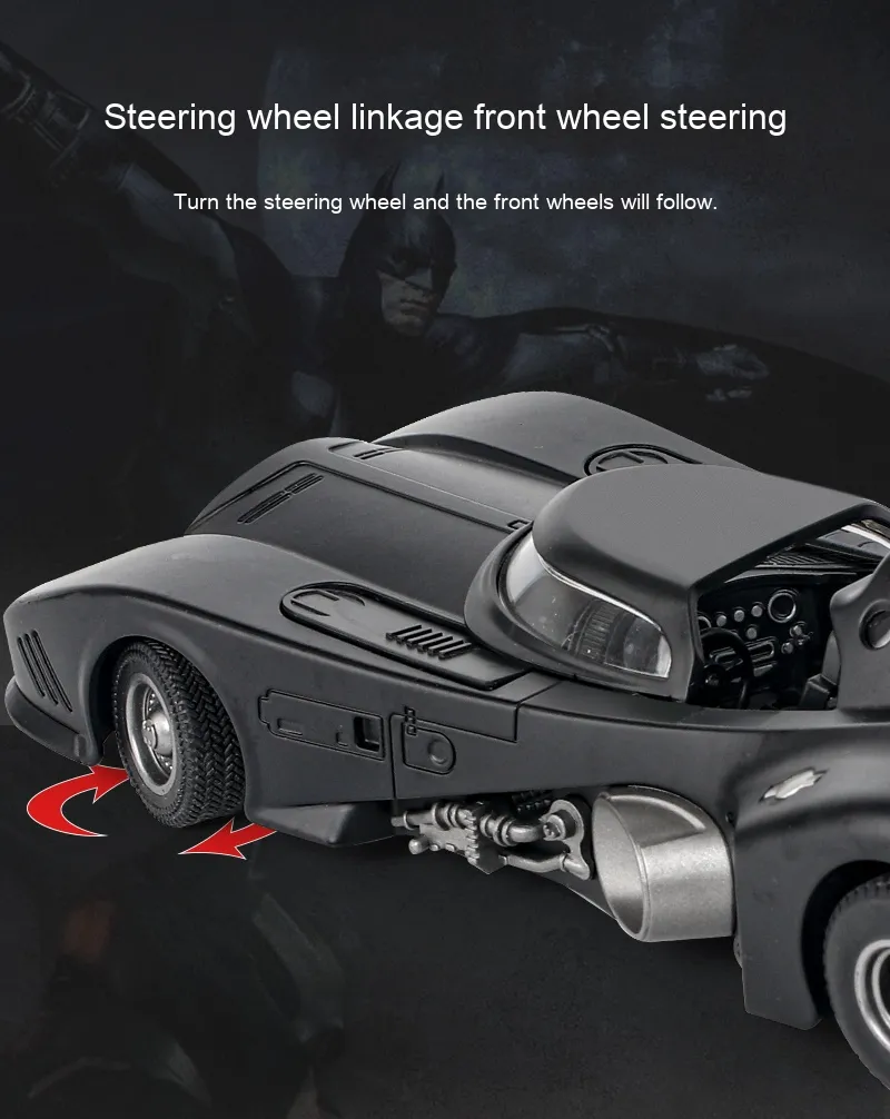 1:24 1989 Batmobile Die-cast Car with Batman Figure, Toys for Kids and Adults , Black