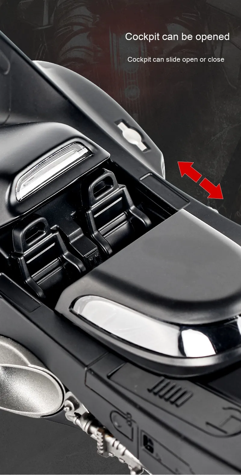 1:24 1989 Batmobile Die-cast Car with Batman Figure, Toys for Kids and Adults , Black