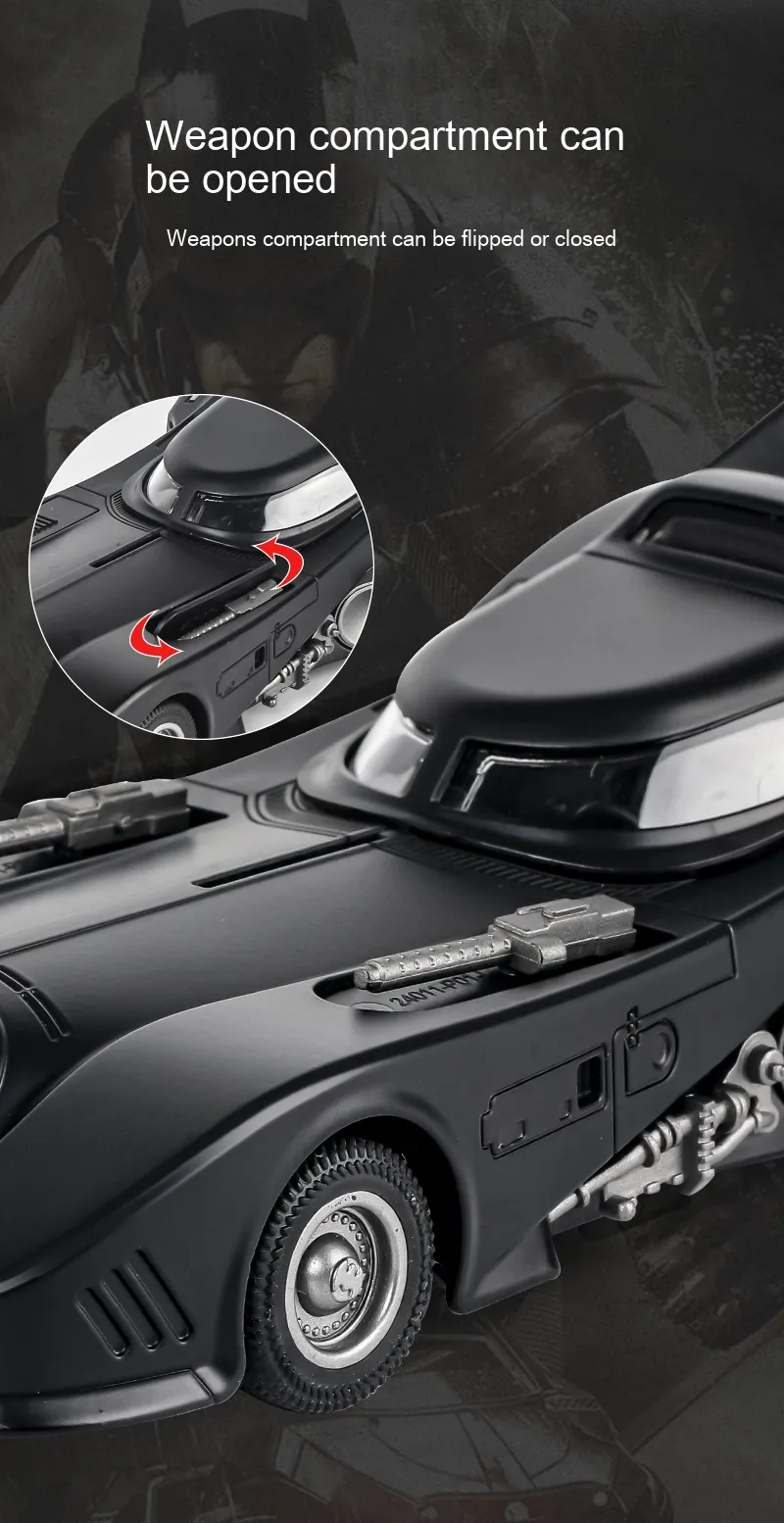 1:24 1989 Batmobile Die-cast Car with Batman Figure, Toys for Kids and Adults , Black