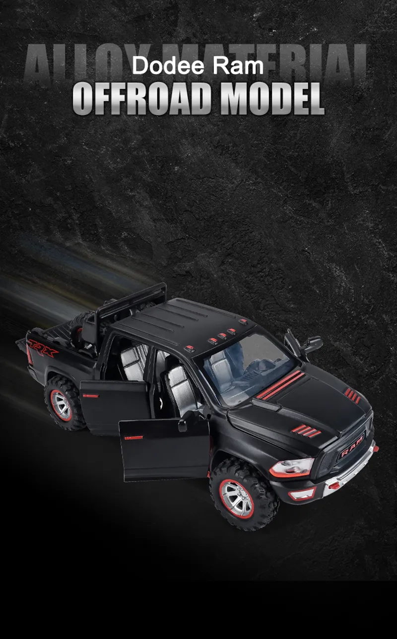 1:32 Dodge RAM TRX Pickup Alloy Car Model Diecasts Toy Off-road Vehicles Car Model Sound and Light Simulation Childrens Toy Gift