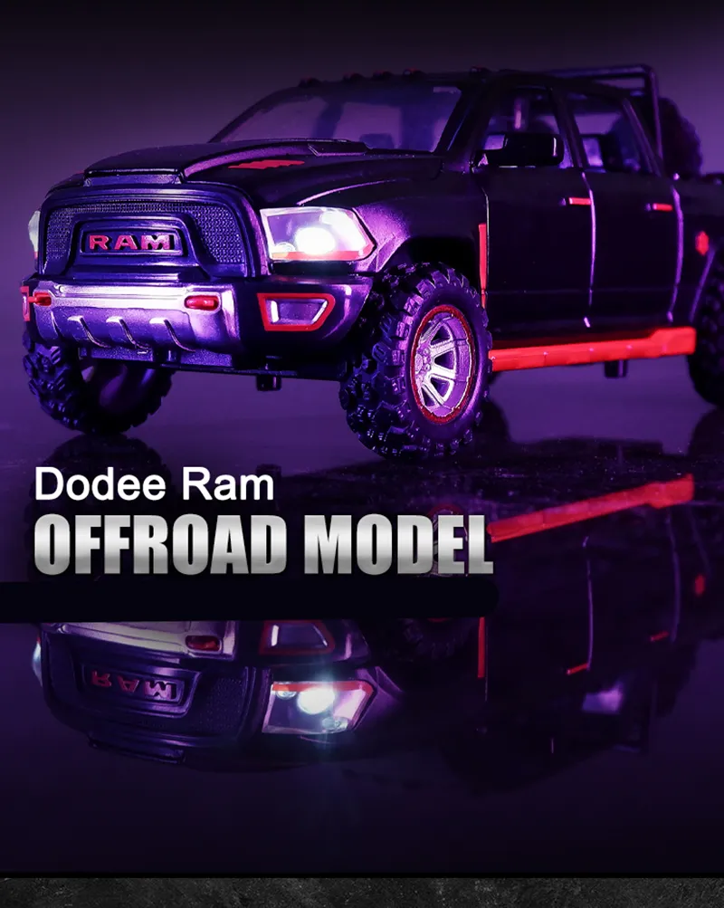 1:32 Dodge RAM TRX Pickup Alloy Car Model Diecasts Toy Off-road Vehicles Car Model Sound and Light Simulation Childrens Toy Gift