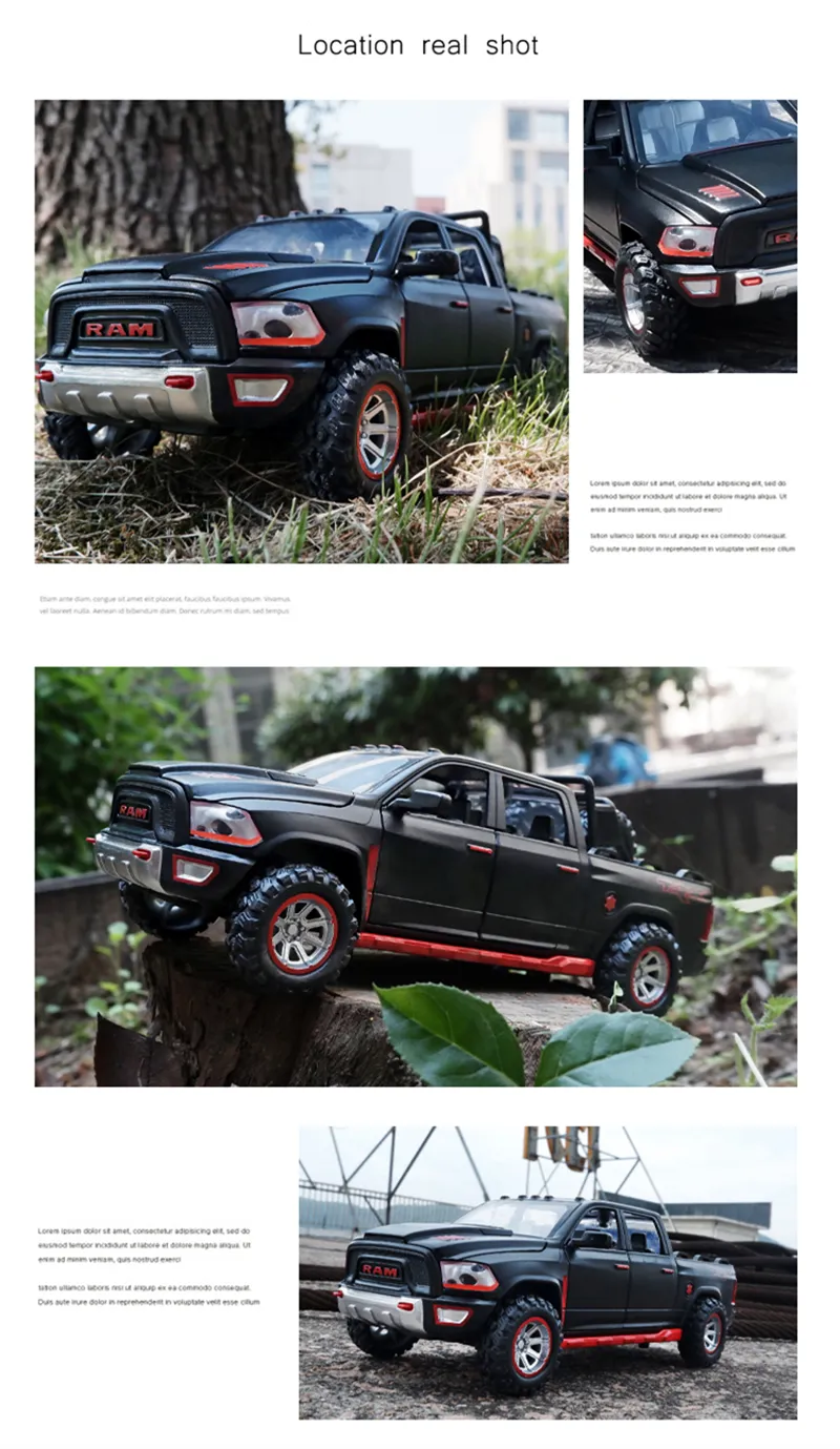 1:32 Dodge RAM TRX Pickup Alloy Car Model Diecasts Toy Off-road Vehicles Car Model Sound and Light Simulation Childrens Toy Gift
