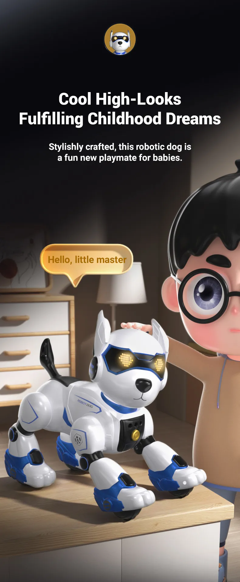 RC Robot Electronic Dog Funny Stunt Dog Voice Command Programmable Touch-sense Music Song Robot Dog for Boy Girls Children Toys