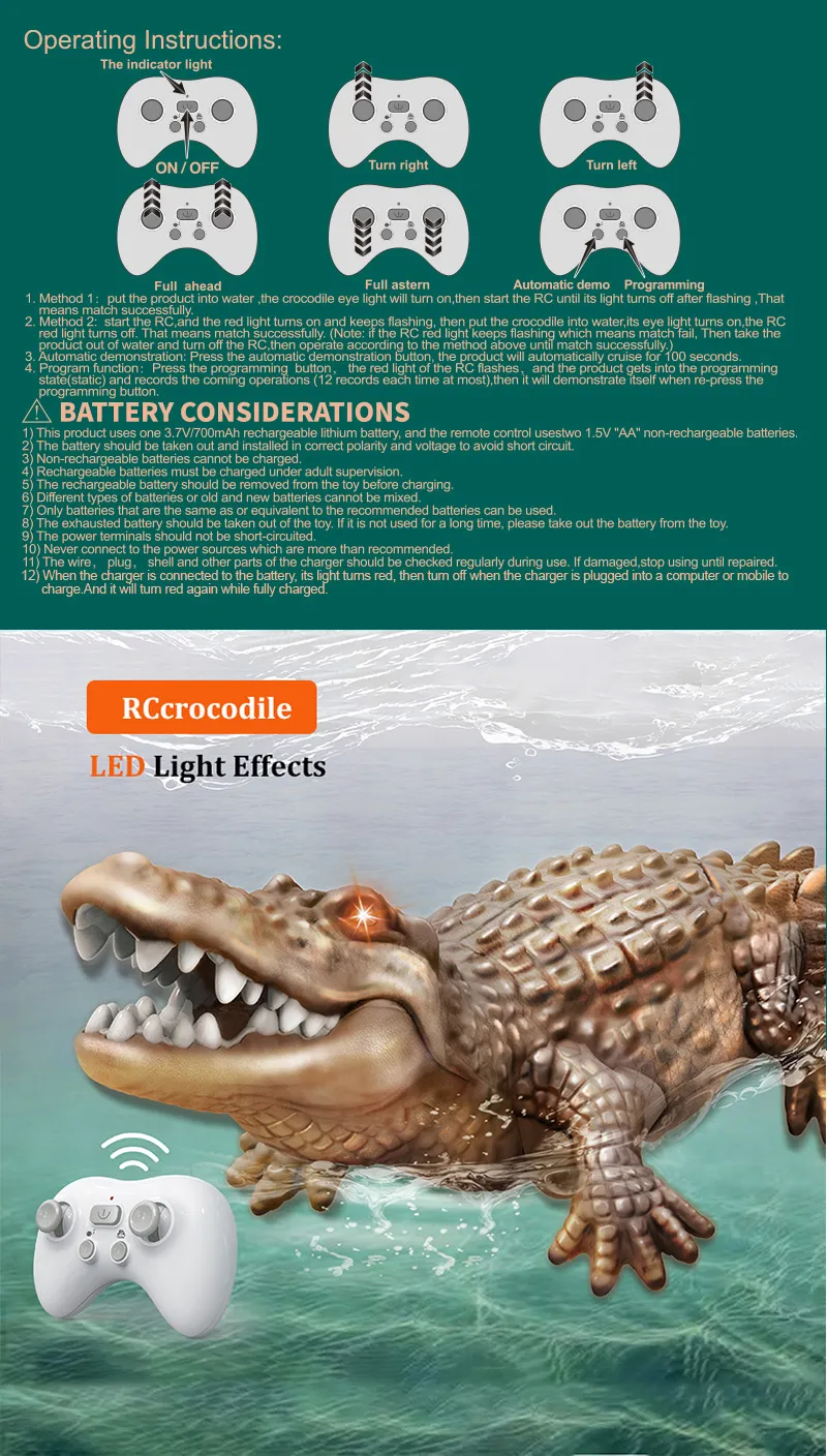 Rc Animals Crocodile Model Simulation Waterproof Outdoor Lake Electric Remote Control Alligator Model Pool Lake Water Kids Toys