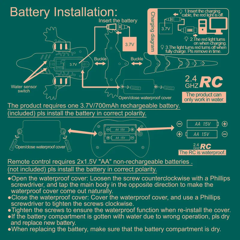 Rc Animals Crocodile Model Simulation Waterproof Outdoor Lake Electric Remote Control Alligator Model Pool Lake Water Kids Toys