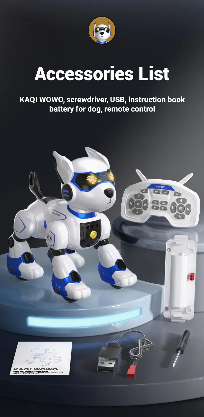 RC Robot Electronic Dog Funny Stunt Dog Voice Command Programmable Touch-sense Music Song Robot Dog for Boy Girls Children Toys