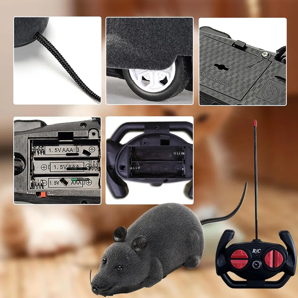Remote-Controlled Rats Toy Battery Powered Robotic Mouse Cat Toy 4 Modes RC Mouse Cat Toy Pet Cats Supplies