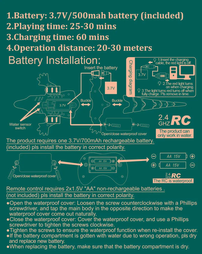 Rc Animals Crocodile Model Simulation Waterproof Outdoor Lake Electric Remote Control Alligator Model Pool Lake Water Kids Toys
