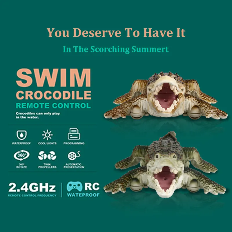 Rc Animals Crocodile Model Simulation Waterproof Outdoor Lake Electric Remote Control Alligator Model Pool Lake Water Kids Toys