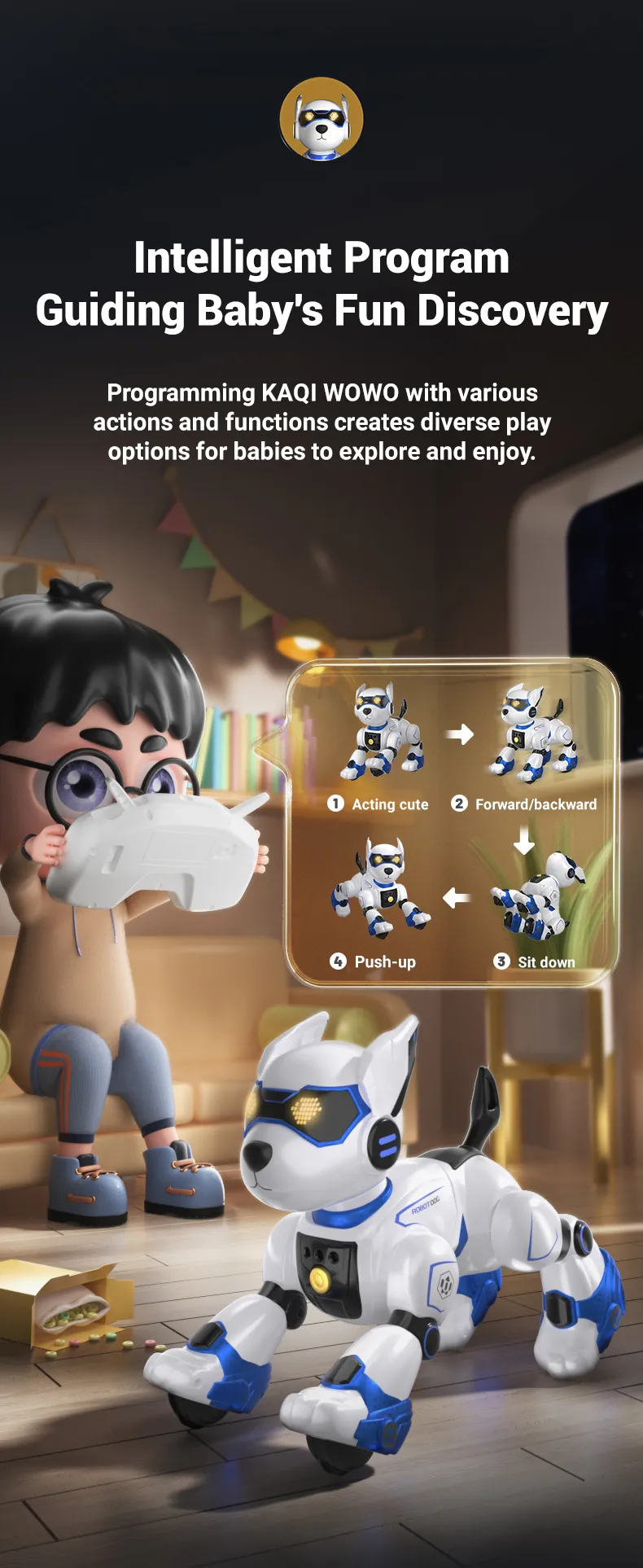 RC Robot Electronic Dog Funny Stunt Dog Voice Command Programmable Touch-sense Music Song Robot Dog for Boy Girls Children Toys