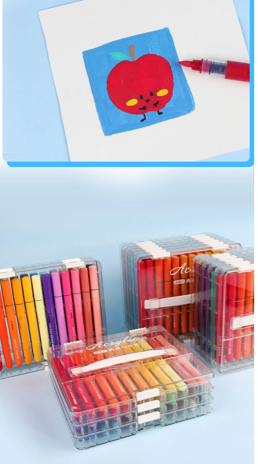 SeamiArt 24/36/60/72color Direct-liquid Acrylic Marker Pen set Soft Brush Tips for School Panting Drawing Gift Set Art Supplies