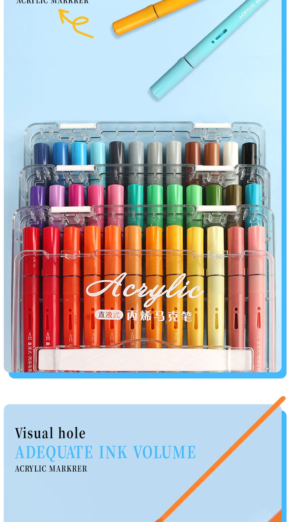 SeamiArt 24/36/60/72color Direct-liquid Acrylic Marker Pen set Soft Brush Tips for School Panting Drawing Gift Set Art Supplies