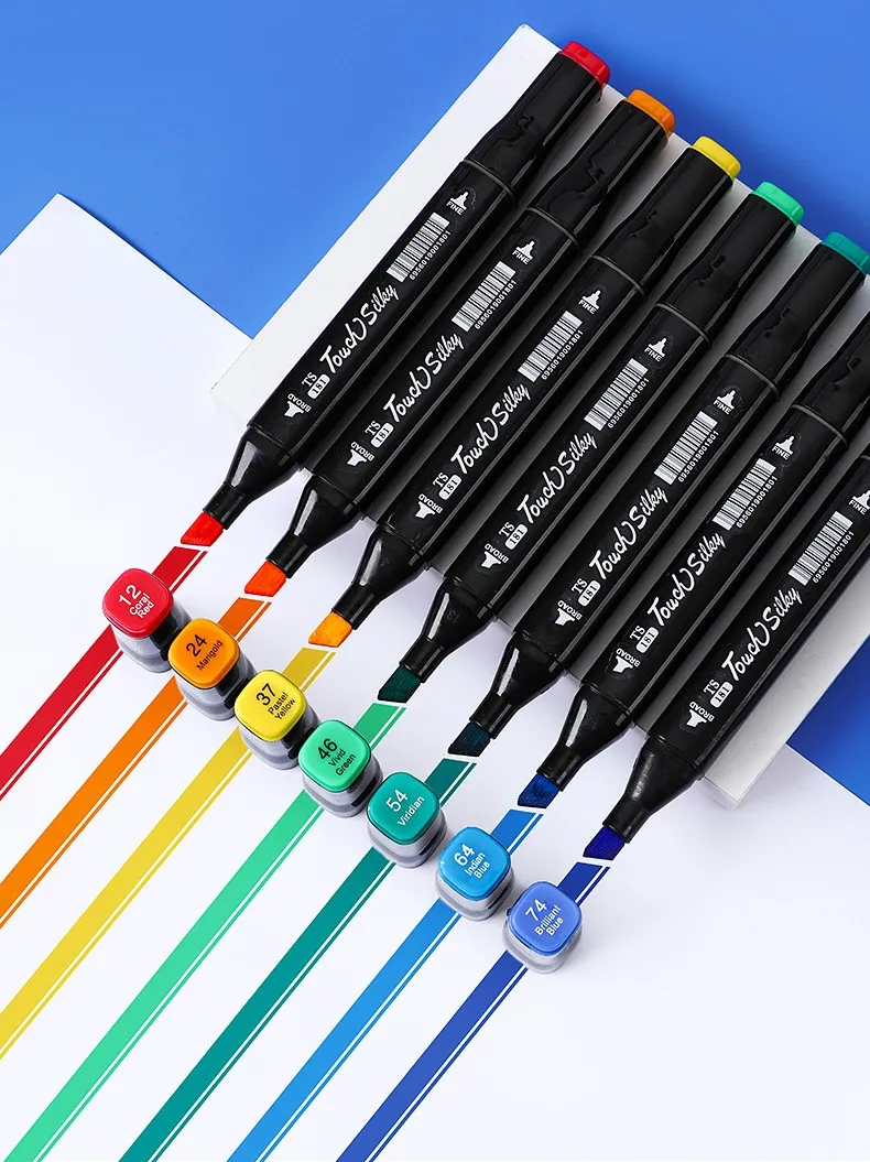 24-80 Colors Double Headed Oily Art Marker Pen Set for Draw Sketching Oily Tip Based Markers Graffiti Manga School Art Supplies