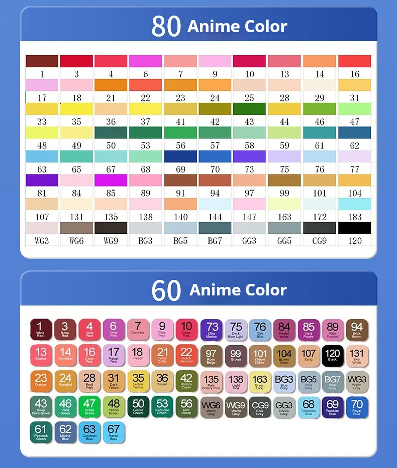 24-80 Colors Double Headed Oily Art Marker Pen Set for Draw Sketching Oily Tip Based Markers Graffiti Manga School Art Supplies