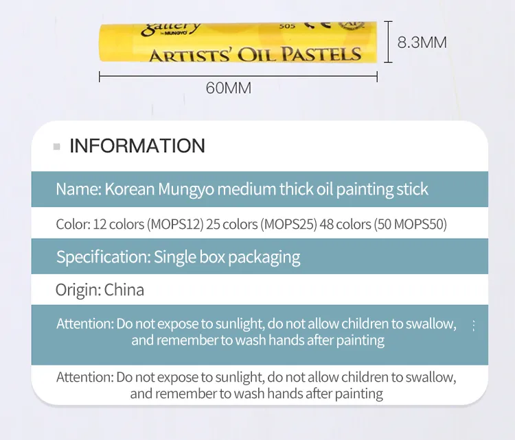 MUNGYO Artist Soft Oil Pastel Set Professional Painting Drawing Graffiti Art Crayons Washable Non Toxic Art Supply 12/25/50Color