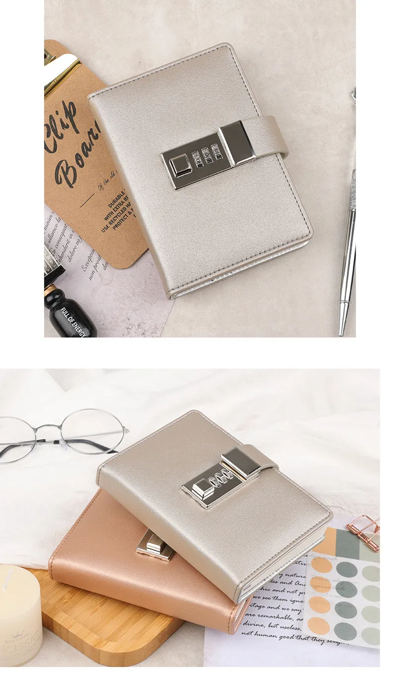 Code Diary Book With Lock PU Notepad Agenda Planner Handmade Handaccount Book Journal Travel Notebook