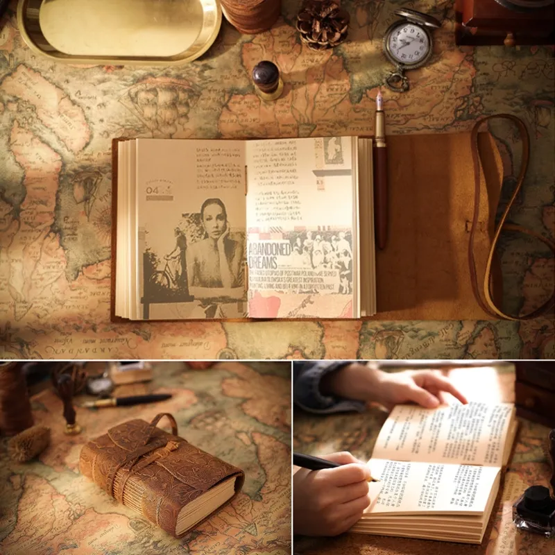 Retro Travel Journal Writing Notebook Diary Leather Bound Notepad Handmade Sketchbook Gift for students Adults Teachers