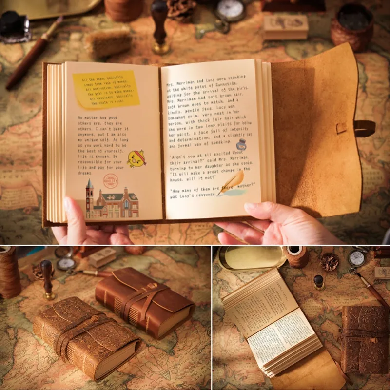 Retro Travel Journal Writing Notebook Diary Leather Bound Notepad Handmade Sketchbook Gift for students Adults Teachers