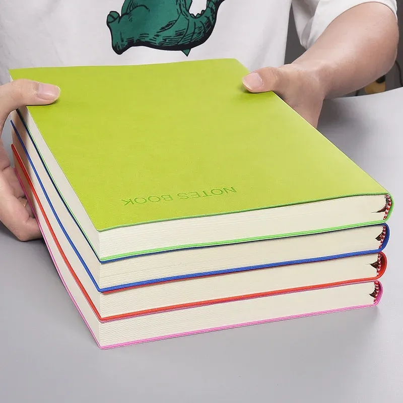 A4 A5 400pages/160pages Soft Leather Thickened Notebook Work Meeting Classroom Record Book Diary Horizontal Line Inside Page