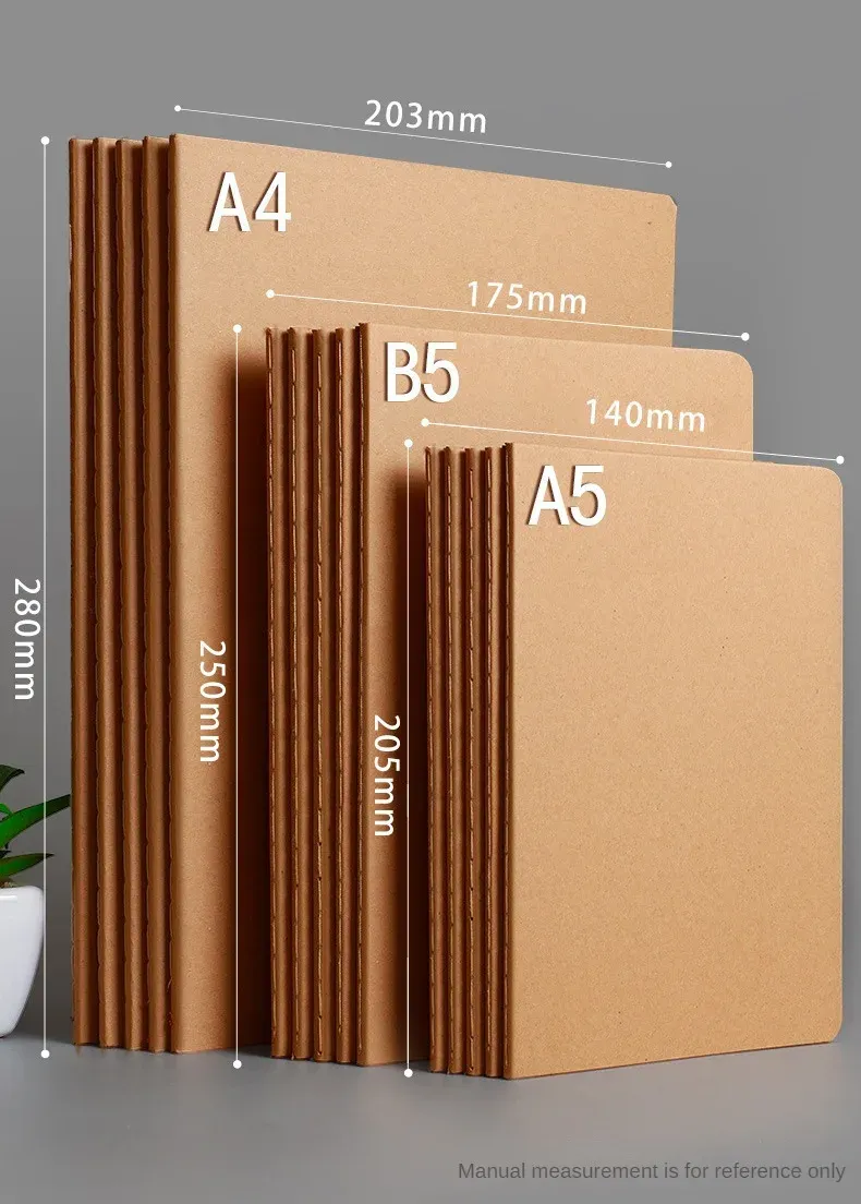 Notebook A5 Kraft Cover Vintage Diary Blank/grid/lined Stationery Planner Writing Paper for Students School Office Supplies